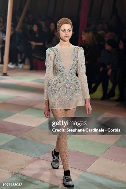 Model walks the runway during the Christian Dior Spring Summer 2019 show as part of Paris Fashion Week on January 21, 2019 in Paris, France.