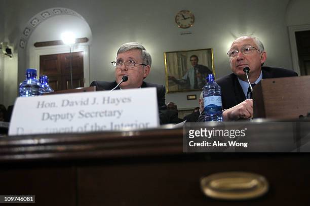 Deputy Secretary of the Interior David Hayes and Interior Secretary Ken Salazar testify during a hearing before the House Natural Resources Committee...