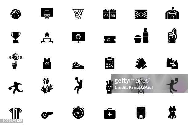 basketball icons - basketball ball stock illustrations