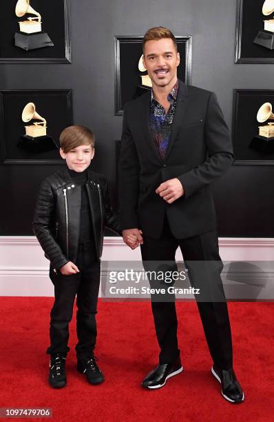 Ricky Martin and son attend the 61st Annual GRAMMY Awards at Staples Center on February 10, 2019 in Los Angeles, California.