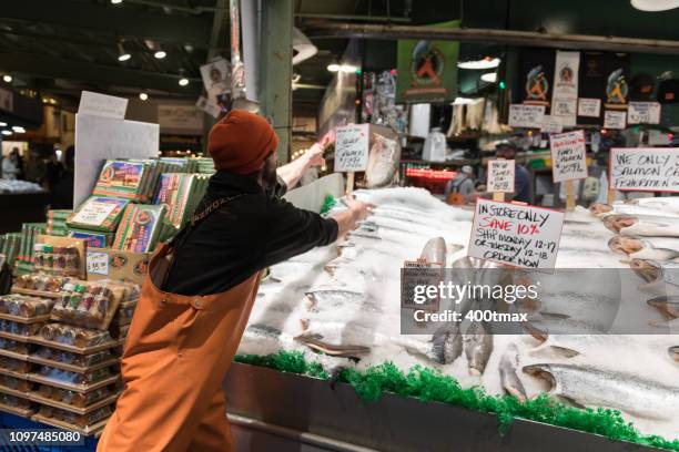 seattle - pike place fish market stock pictures, royalty-free photos & images