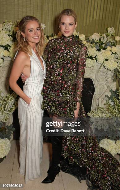 Cressida Bonas and Gabriella Wilde wearing Tiffany & Co. Attend the British Vogue and Tiffany & Co. Celebrate Fashion and Film Party at Annabel's on...