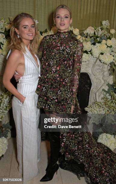 Cressida Bonas and Gabriella Wilde wearing Tiffany & Co. Attend the British Vogue and Tiffany & Co. Celebrate Fashion and Film Party at Annabel's on...