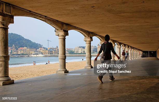 la concha beach - san sebastian spain beach stock pictures, royalty-free photos & images