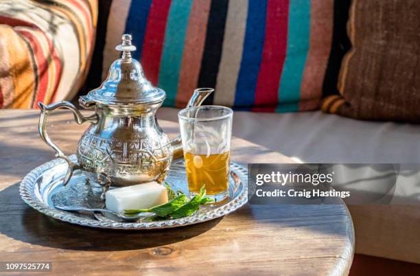 image of traditional mint tea drink from marrakesh morocco - marrakech morocco stock pictures, royalty-free photos & images