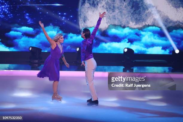 Sarina Nowak and David Vincour attend the finals of the television show "Dancing On Ice" on February 10, 2019 in Cologne, Germany.