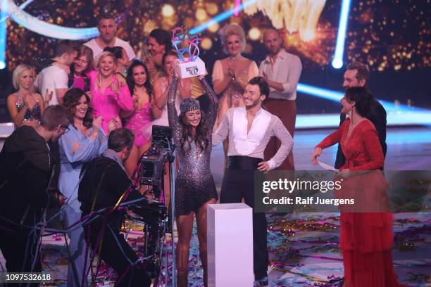 Sarah Lombardi wins the finals of the television show "Dancing On Ice" on February 10, 2019 in Cologne, Germany.