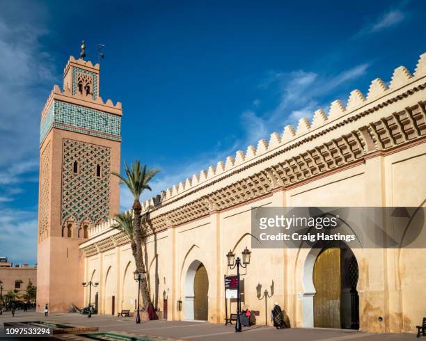 view of the moulay el yazid mosque in marrakesh morocco - casbah stock pictures, royalty-free photos & images