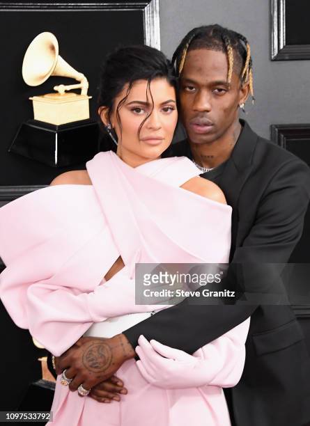 Kylie Jenner and Travis Scott attend the 61st Annual GRAMMY Awards at Staples Center on February 10, 2019 in Los Angeles, California.
