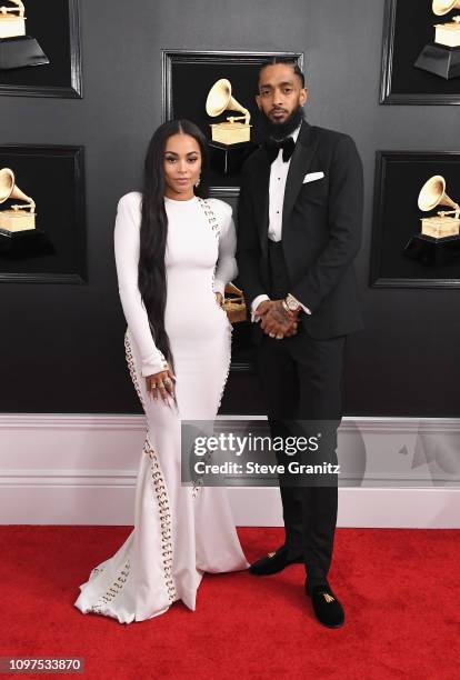 Lauren London and Nipsey Hussle attend the 61st Annual GRAMMY Awards at Staples Center on February 10, 2019 in Los Angeles, California.