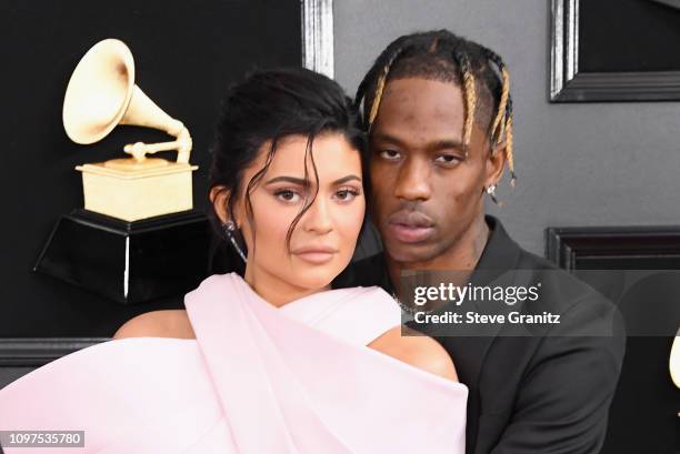 Kylie Jenner and Travis Scott attend the 61st Annual GRAMMY Awards at Staples Center on February 10, 2019 in Los Angeles, California.