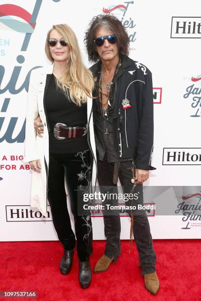 Billie Paulette Montgomery and Joe Perry attend Steven Tyler's Second Annual GRAMMY Awards Viewing Party to benefit Janie's Fund presented by Live...