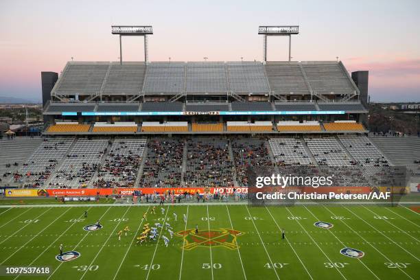 Overall view of Sun Devil Stadium is seen at the start of the Alliance of American Football game between the Salt Lake Stallions and Arizona Hotshots...