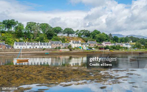 Idyllic view of Plockton, village in the Highlands of Scotland in the county of Ross and Cromarty.
