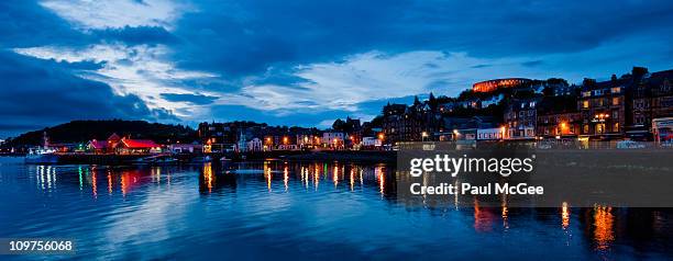 oban harbour at dusk - oban scotland stock pictures, royalty-free photos & images