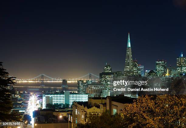 san francisco financial district at night - chinatown san francisco stock pictures, royalty-free photos & images