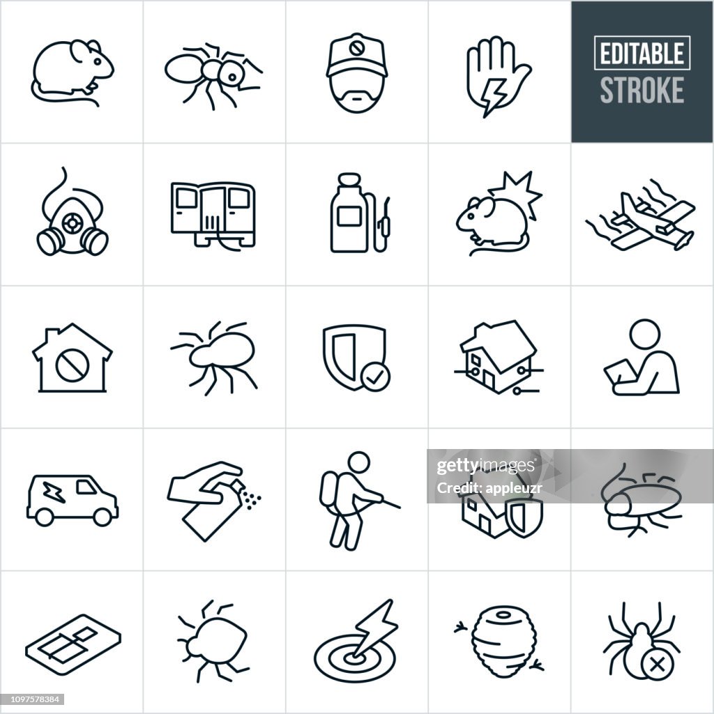 Pest Control Line Icons - Editable Stroke