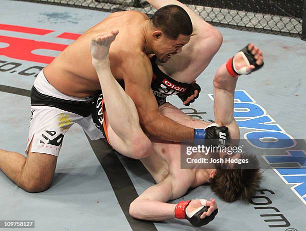 Mark Munoz defeats CB Dollaway by knockout at the UFC Live on Versus 3 event at the KFC Yum! Center on March 3, 2011 in Louisville, Kentucky.