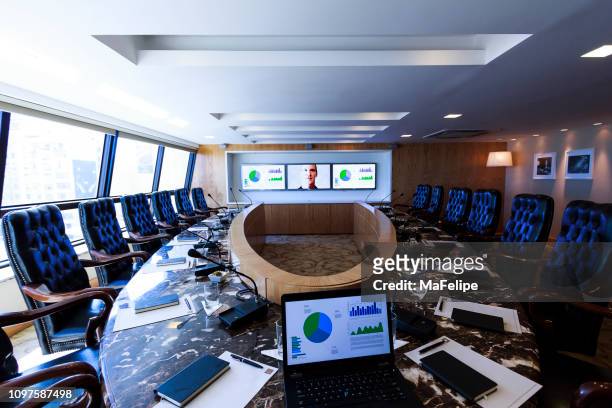 high end conference room - oval room stock pictures, royalty-free photos & images