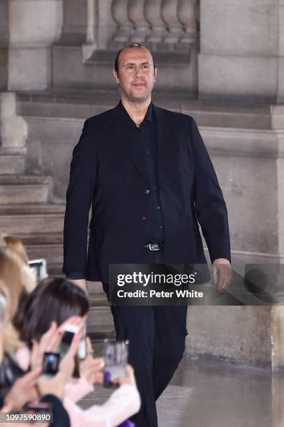 Fashion designer Tony Ward walks the runway during the finale of Tony Ward Spring Summer 2019 show as part of Paris Fashion Week on January 21, 2019...