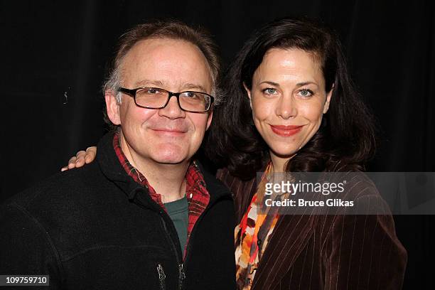 Andrew Weems and Jennifer Reagen pose at the "Born Yesterday" Broadway Cast Photocall at the Roundabout Theatre Company Rehearsal Studios on March 3,...