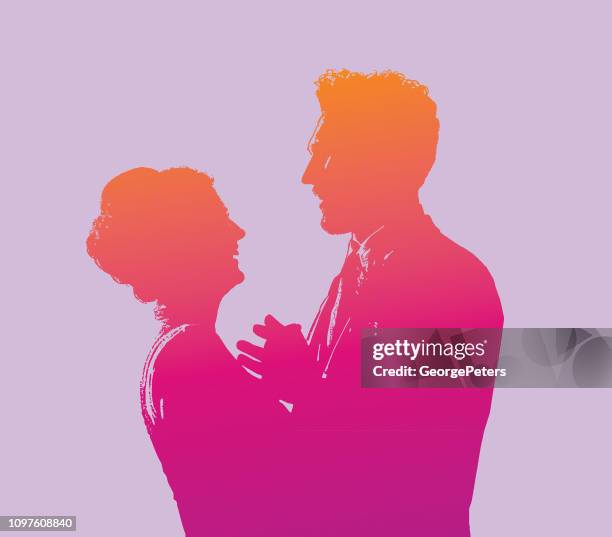 happy bride and groom - wedding dance stock illustrations
