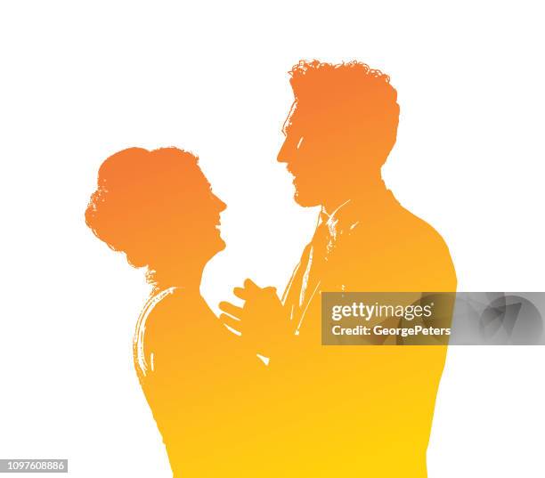 happy bride and groom - wedding dance stock illustrations