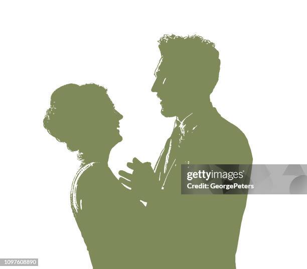 happy bride and groom - wedding dance stock illustrations