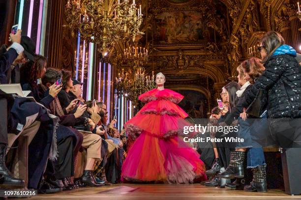 Erin O’Connor walks the runway during the Schiaparelli Spring Summer 2019 show as part of Paris Fashion Week on January 21, 2019 in Paris, France.