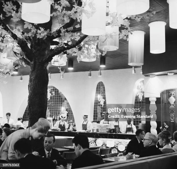 Diners at the Golden Egg restaurant on Charing Cross Road, London, 22nd October 1963.