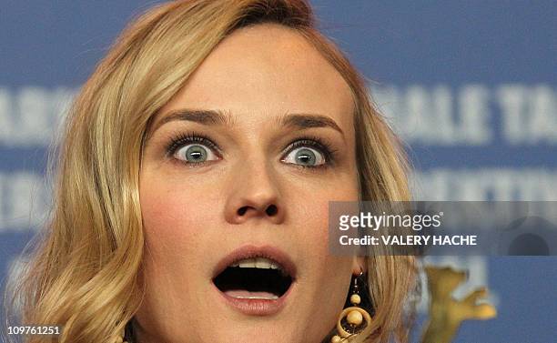 German actress Diane Kruger addresses a press conference about the film "Unknown Identity" by Spanish-born US director Jaume Collet-Serra on February...