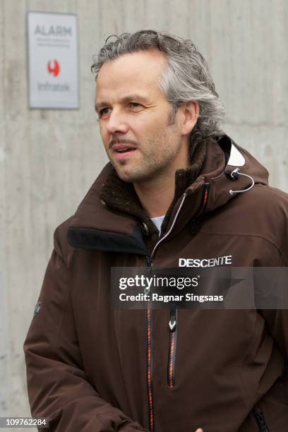 Ari Behn attends the Men's Relay 4x10km Classic/Free race during the FIS Nordic World Ski Championships 2011 at Holmenkollen on March 4, 2011 in...