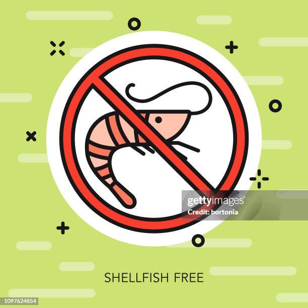 no seafood vegetarian thin line icon - food allergy stock illustrations