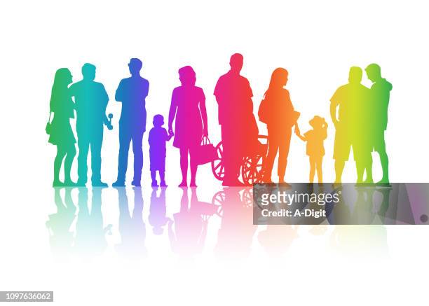 colourful silhouettes happy people - disability icon stock illustrations