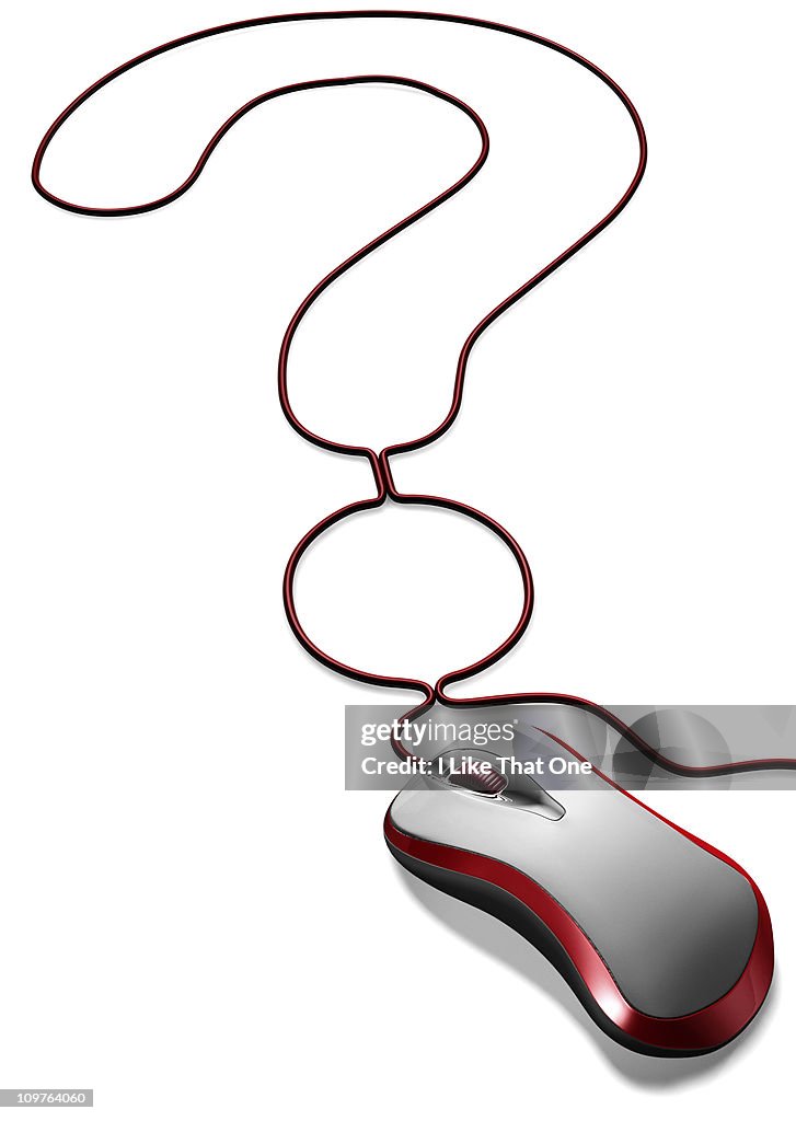 Computer Mouse With Cable Forming A Question Mark High-Res Stock Photo ...