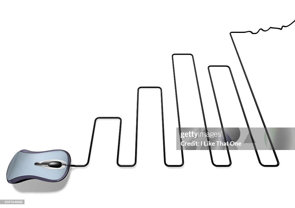 Computer Mouse Graph Blue Computer Mouse With Cable Forming A Bar Chart High-Res Stock Photo ...