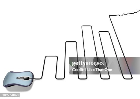 Computer Mouse Graph Blue Computer Mouse With Cable Forming A Bar Chart High-Res Stock Photo ...
