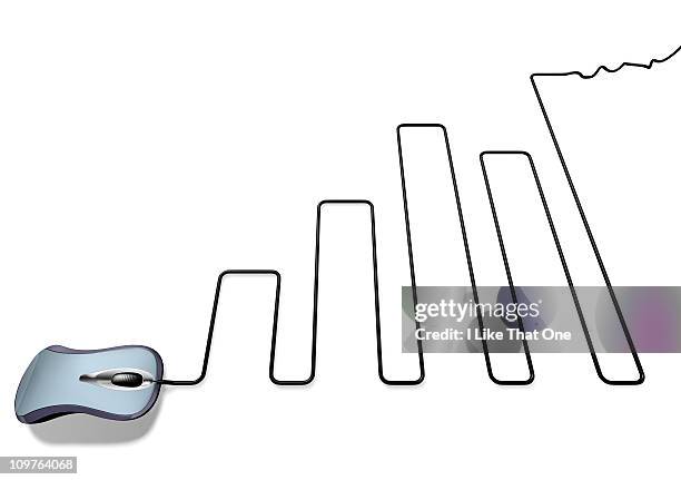Computer Mouse Graph Blue Computer Mouse With Cable Forming A Bar Chart High-Res Stock Photo ...