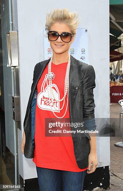 Katie Waissel attends Heart Radio's annual Have A Heart Appeal fundraising day, this year in aid of Children's Hospices UK at Global Radio Studios on...