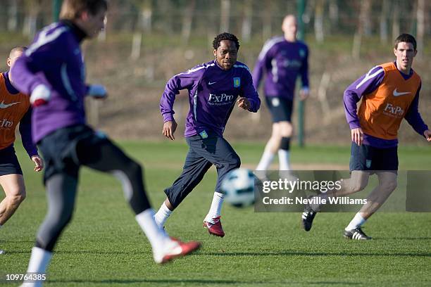 Jean Makoun of Aston Villa training at the Aston Villa Bodymoor Heath training ground on March 4, 2011 in Birmingham, England.