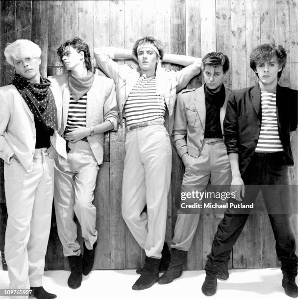 Group Portrait of British band Duran Duran in London, England in 1981. Left to right guitarist Andy Taylor, bassist John Taylor, singer Simon Le Bon,...