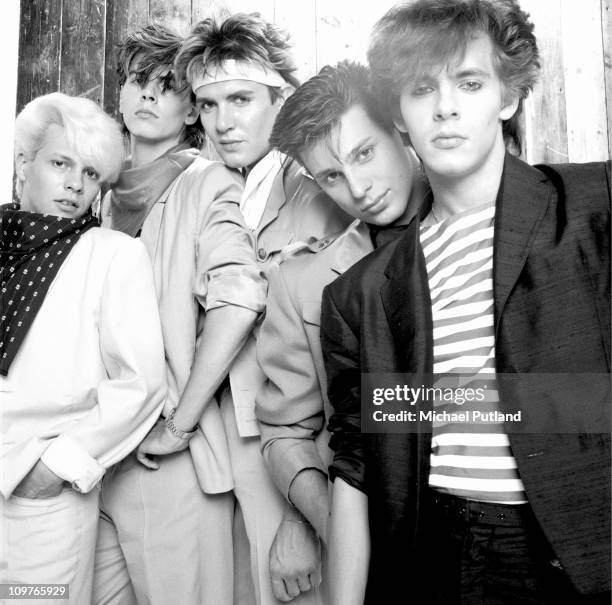 Group Portrait of British band Duran Duran in London, England in 1981. Left to right guitarist Andy Taylor, bassist John Taylor, singer Simon Le Bon,...