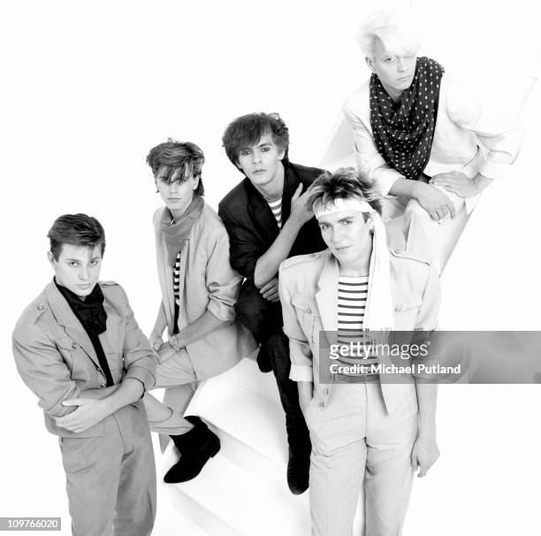 Group Portrait of British band Duran Duran in London, England in 1981. Left to right drummer Roger Taylor, bassist John Taylor, keyboard player Nick...