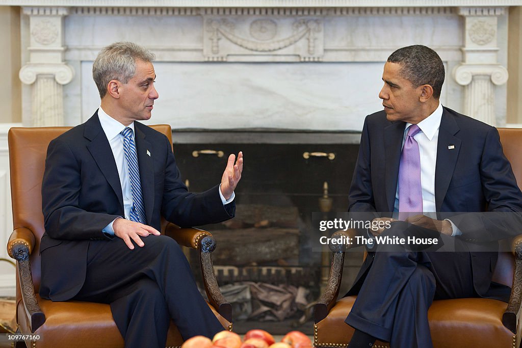 Obama Meets With Rahm Emanuel At White House