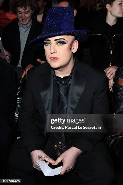 Boy George attends the Vivienne Westwood Ready to Wear Autumn/Winter 2011/2012 show during Paris Fashion Week at Pavillon Concorde on March 4, 2011...