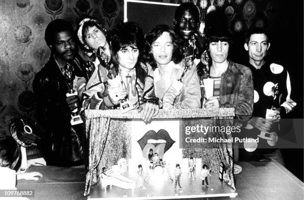 Keyboard player Billy Preston, guitarists Keith Richards, Ronnie Wood, singer Mick Jagger, percussionist Ollie Brown, bassist Bill Wyman and drummer...