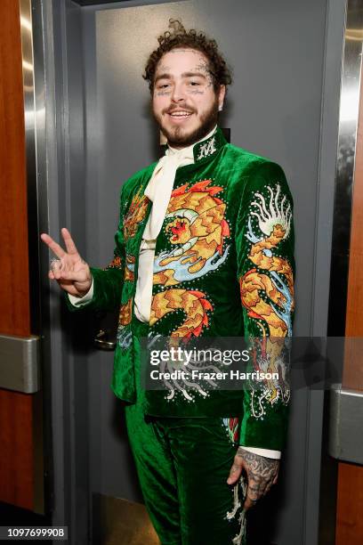 Post Malone backstage during the 61st Annual GRAMMY Awards at Staples Center on February 10, 2019 in Los Angeles, California.