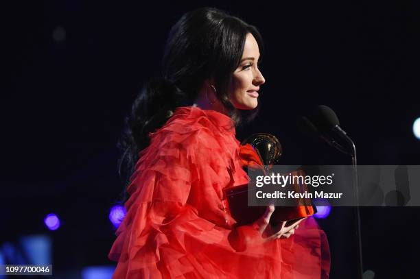 Kacey Musgraves accepts the Album Of The Year award for 'Golden Hour' onstage during the 61st Annual GRAMMY Awards at Staples Center on February 10,...