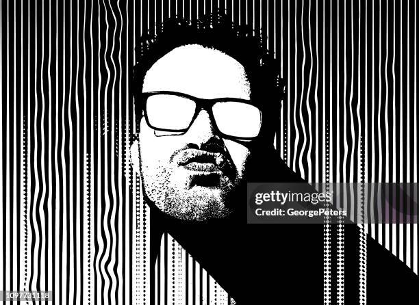 portrait of a male rapper with glitch technique - cool it guy stock illustrations