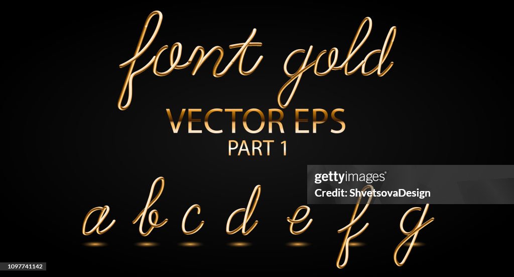 Matte Gold Lettering Gold 3d Typeset With Rounded Shapes Font Set Of Painted Letters Matte ...